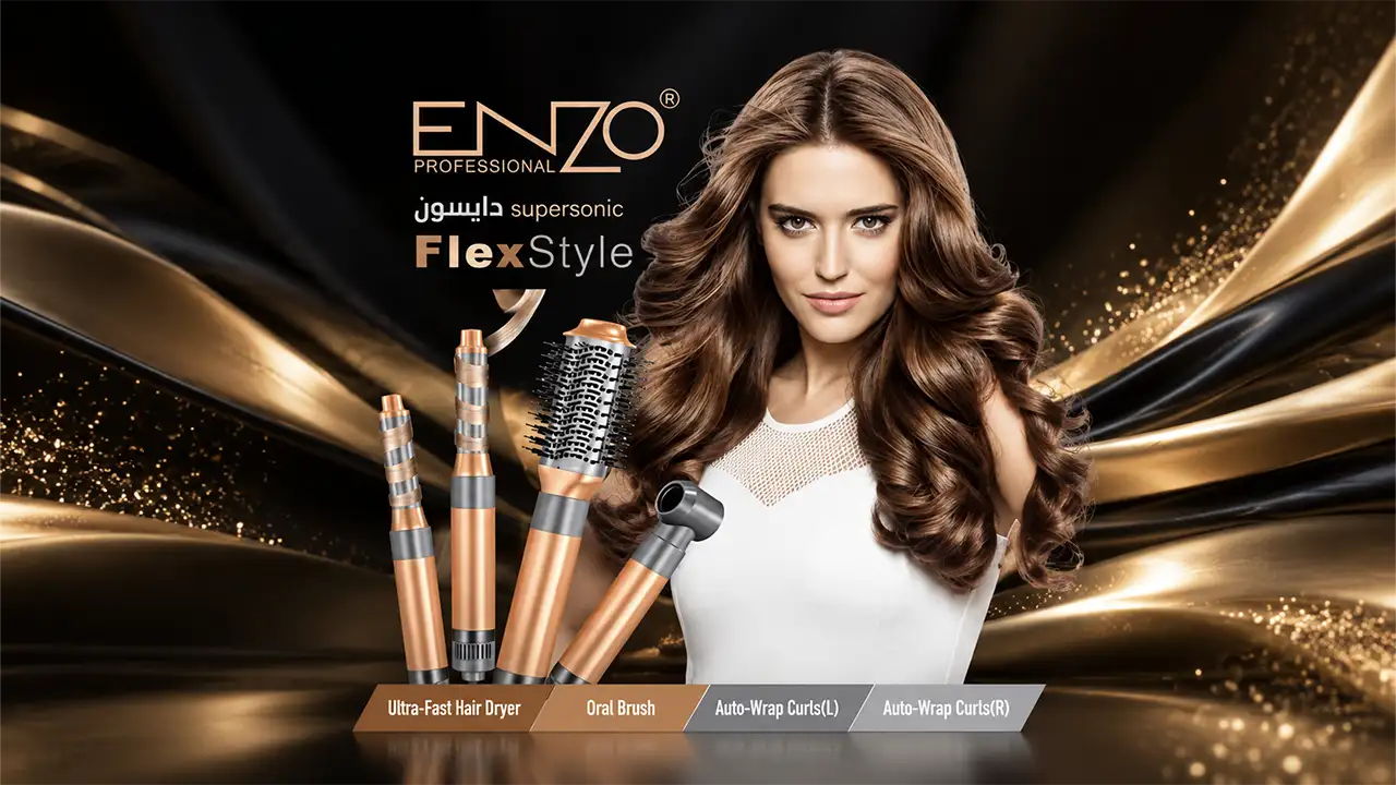 Enzo EN-4131 4-in-1 Automatic Air Hair Styler - 1500W - Rose Gold