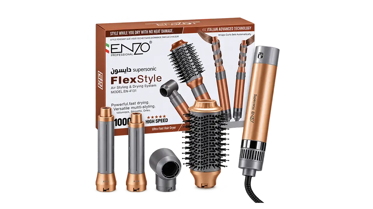 Enzo EN-4131 4-in-1 Automatic Air Hair Styler - 1500W - Rose Gold