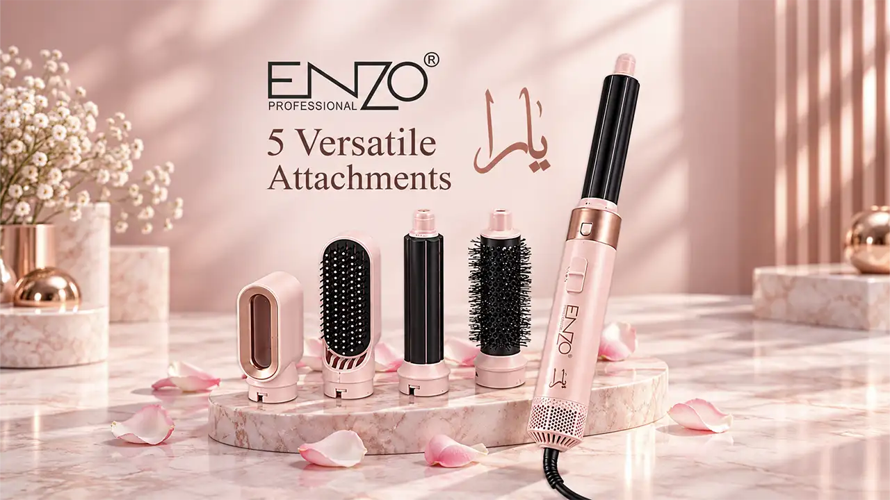 Enzo EN-4142 Professional 5-in-1 Hot Air Hair Styler - Pink