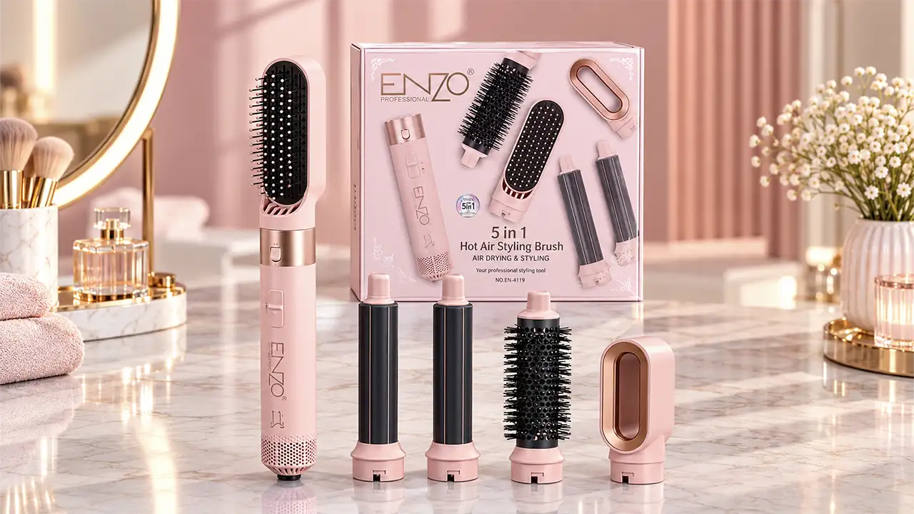 Enzo EN-4142 Professional 5-in-1 Hot Air Hair Styler - Pink