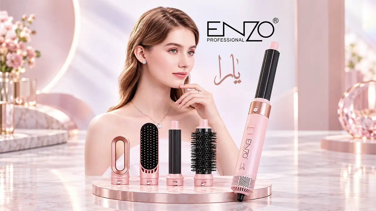 Enzo EN-4142 Professional 5-in-1 Hot Air Hair Styler - Pink