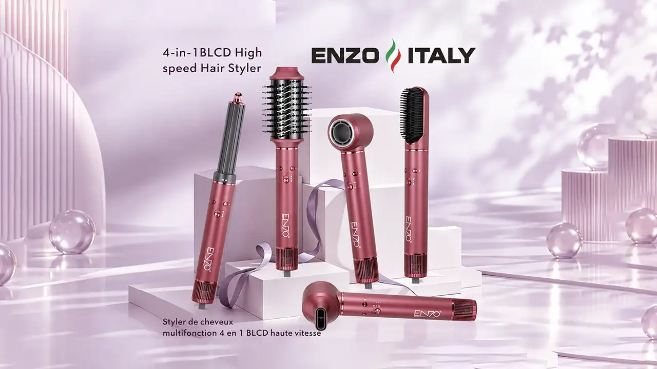Enzo EN-502 Multi-Functional Hot Air Hair Styler - 1500W - Rose Gold