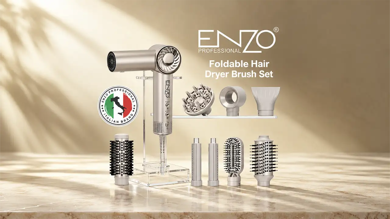 Enzo EN-6208 Professional Hair Styling and Dryer Kit - 1500W - Champagne Gold