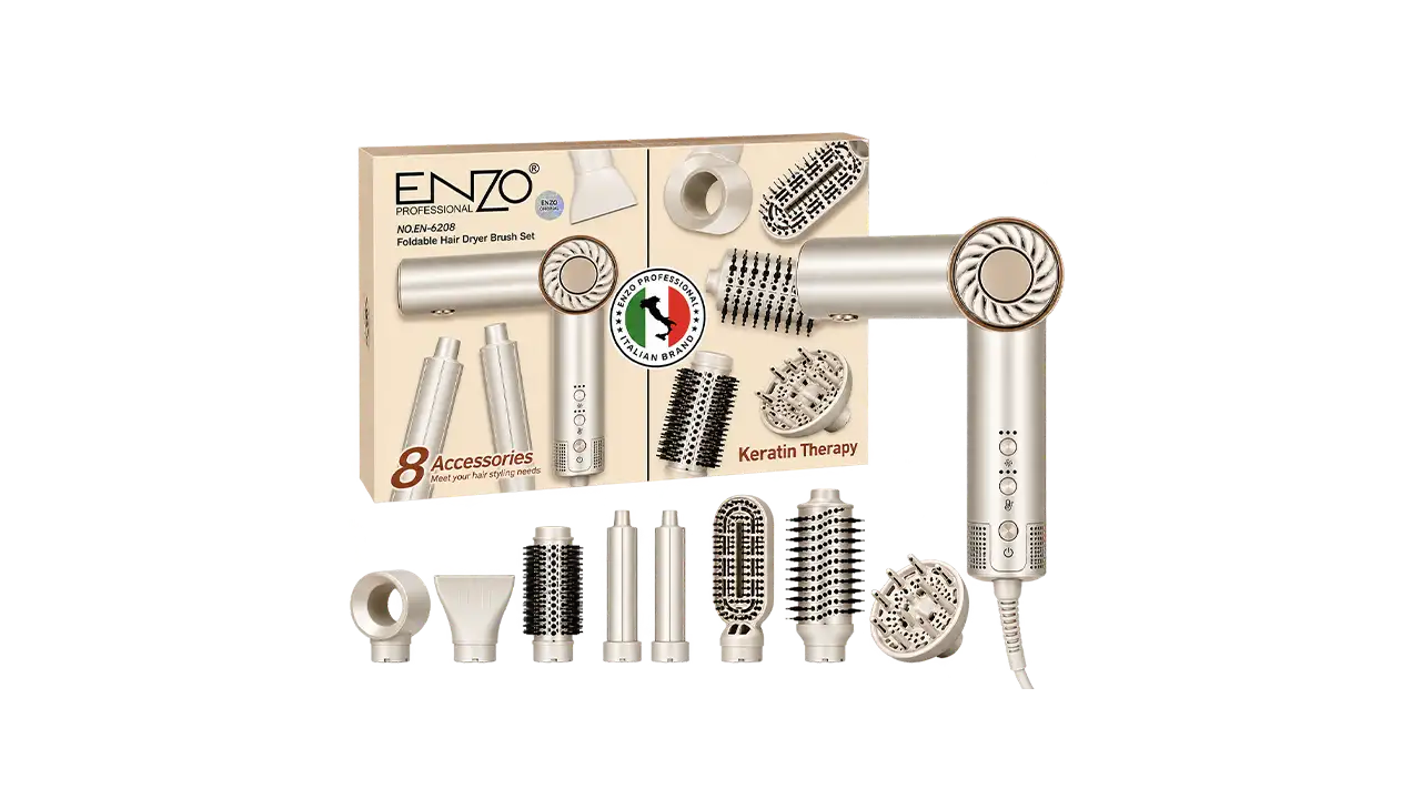 Enzo EN-6208 Professional Hair Styling and Dryer Kit - 1500W - Champagne Gold