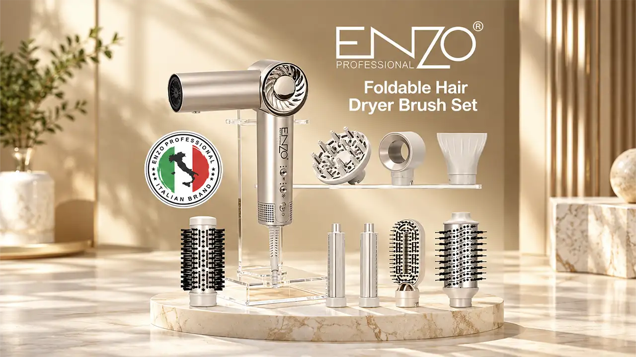 Enzo EN-6208 Professional Hair Styling and Dryer Kit - 1500W - Champagne Gold