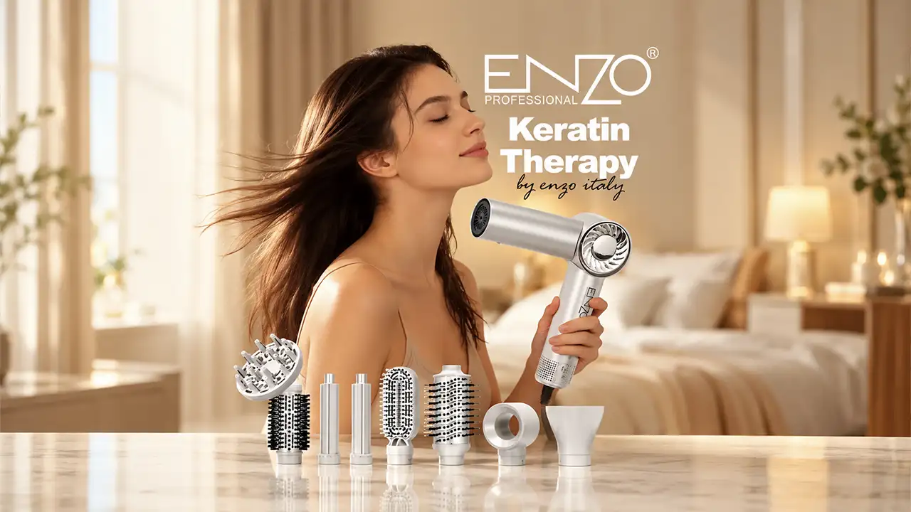 Enzo EN-6208 Professional Hair Styling and Dryer Kit - 1500W - Champagne Gold