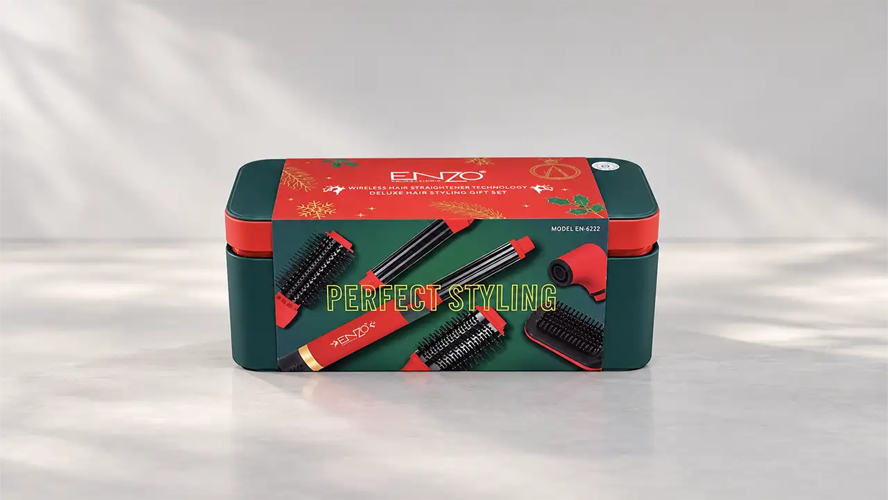 Enzo EN-6222 Perfect Styling 6-in-1 Hot Air Hair Styler - Red and Green