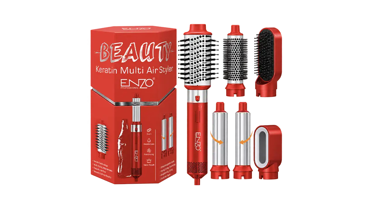 Enzo EN-6227 Beauty Keratin Multi Air Styler - 1500W - Red