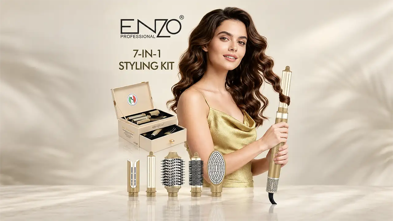 Enzo EN-6228 7-in-1 Professional Air Hair Styler - 1500W - Gold