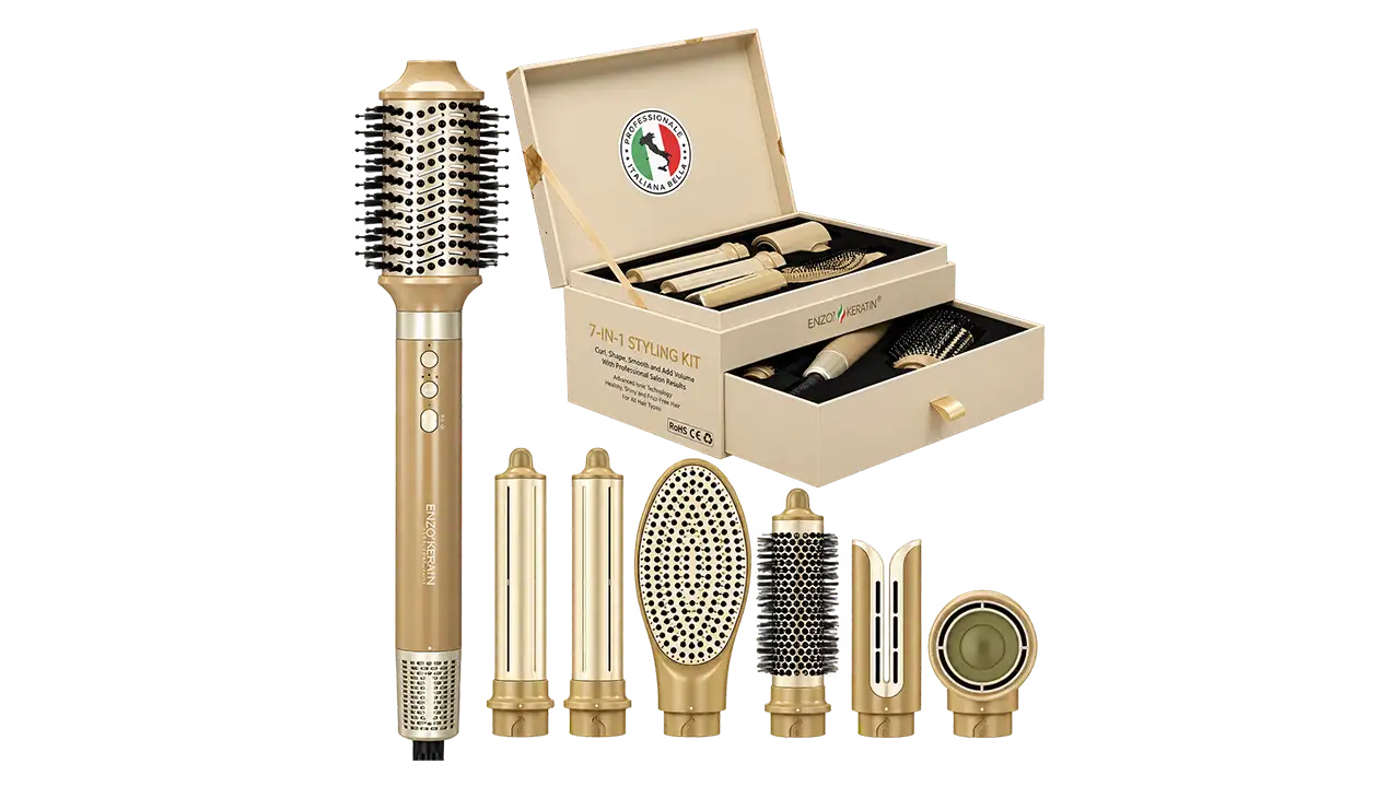 Enzo EN-6228 7-in-1 Professional Air Hair Styler - 1500W - Gold