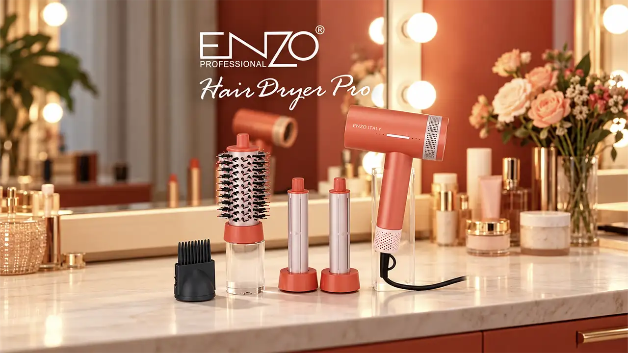 Enzo EN-6303 Italy Hair Dryer Pro Styling Kit - 1500W - Red