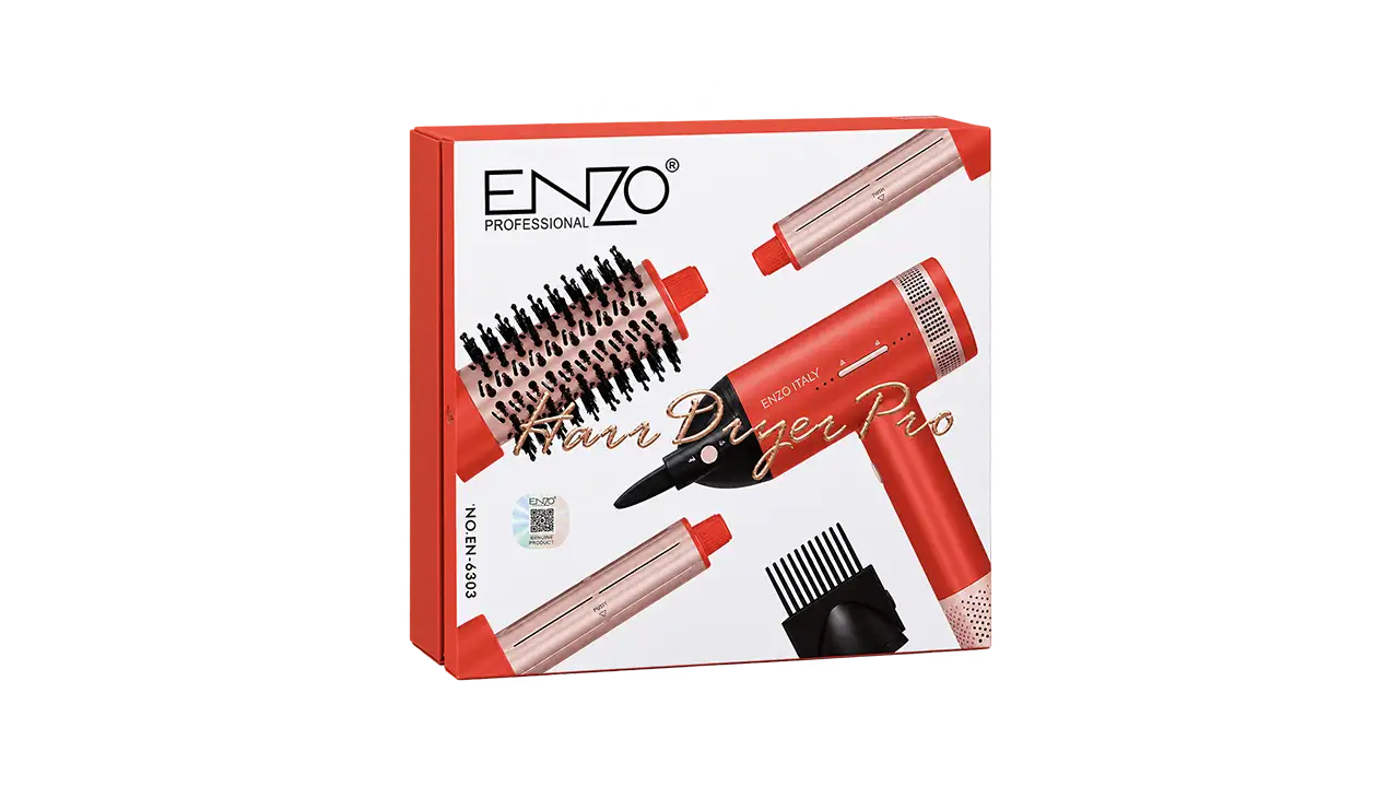 Enzo EN-6303 Italy Hair Dryer Pro Styling Kit - 1500W - Red