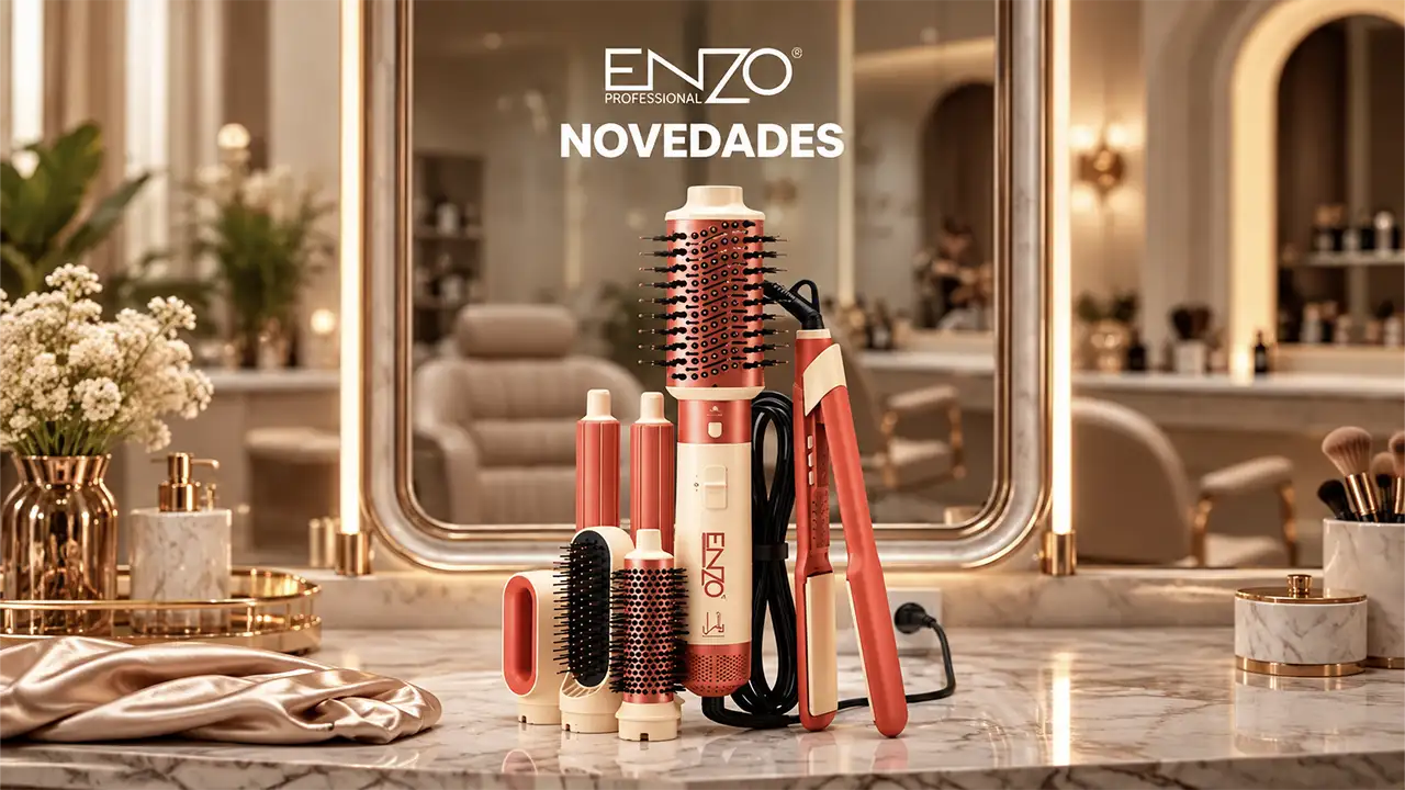 Enzo EN-6601 All-in-One 6-in-1 Hair Styling Kit - 1500W - Coral and Cream