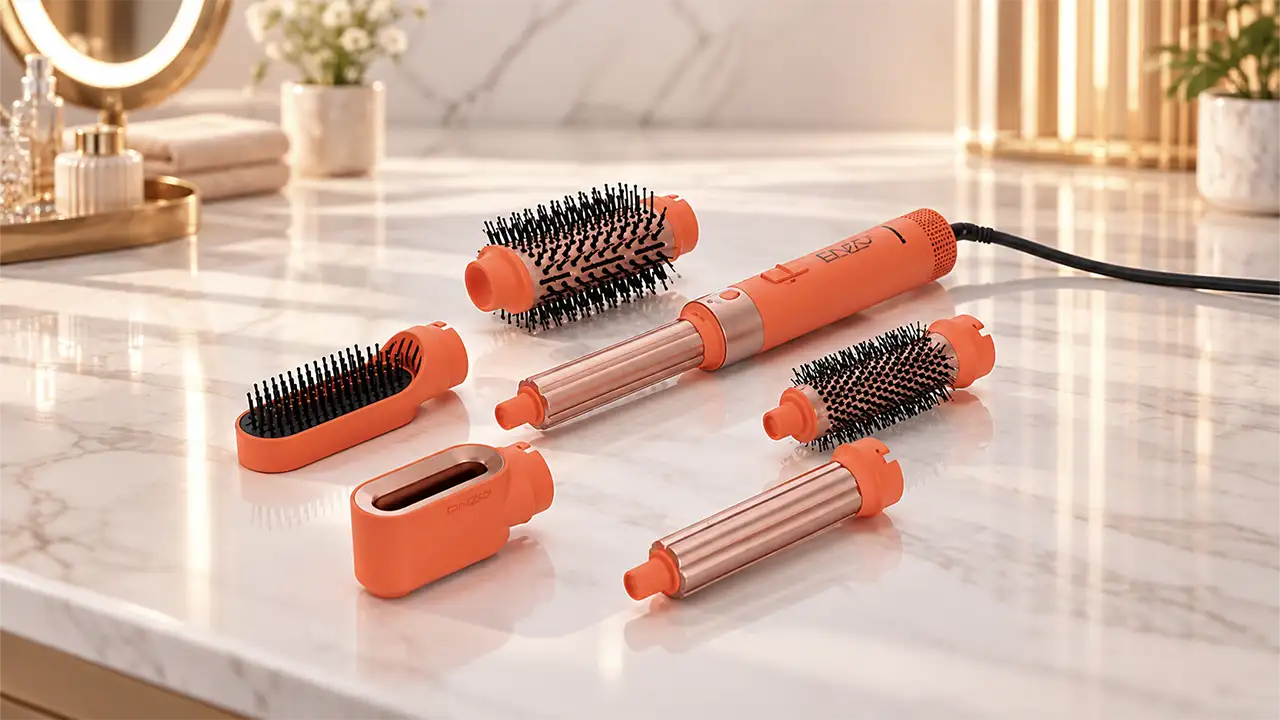 Enzo EN-6602 Pro Max 6-in-1 Hot Air Hair Styler - 1400W - Coral Orange