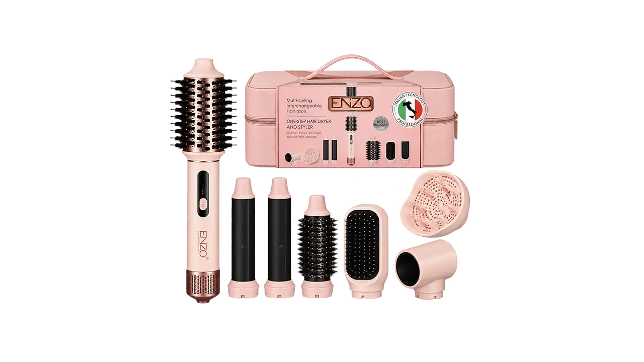 Enzo EN-6604 Air Wrap Multi-Styler and Hair Dryer - 1500W - Pink