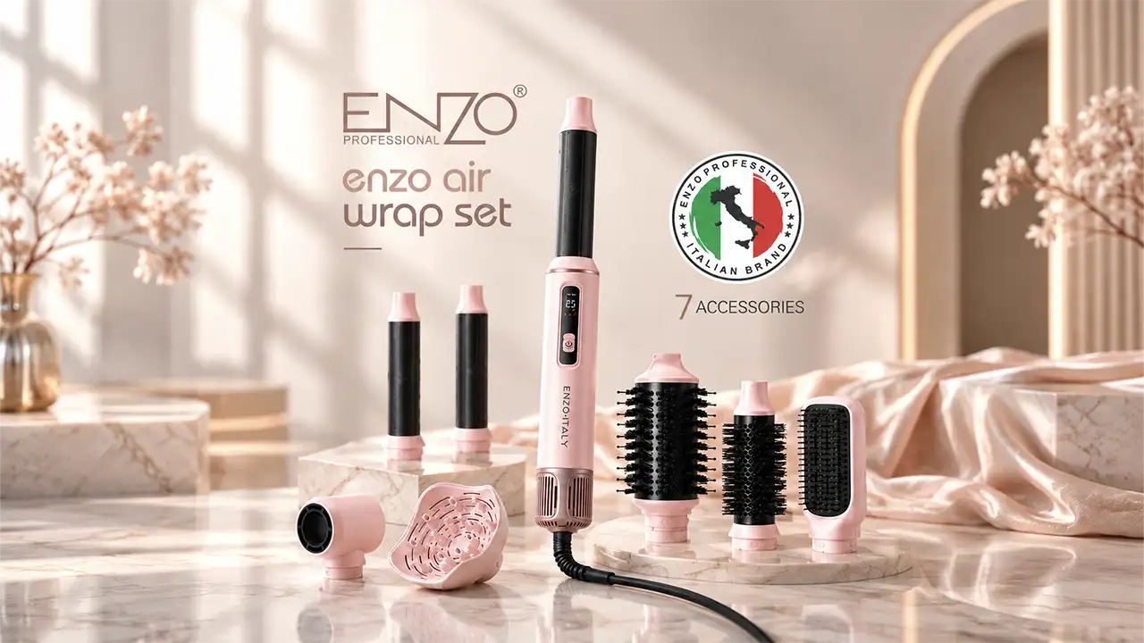 Enzo EN-6604 Air Wrap Multi-Styler and Hair Dryer - 1500W - Pink