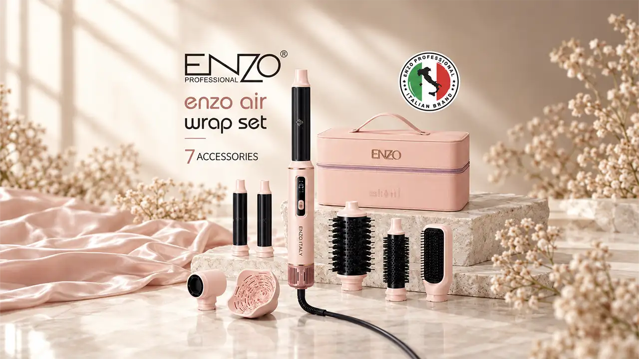 Enzo EN-6604 Air Wrap Multi-Styler and Hair Dryer - 1500W - Pink