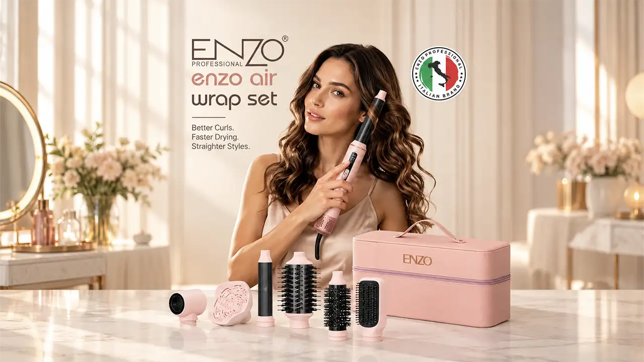 Enzo EN-6604 Air Wrap Multi-Styler and Hair Dryer - 1500W - Pink