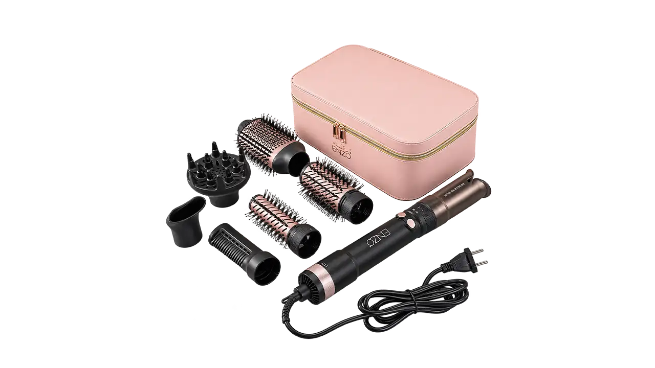 Enzo EN-750 Original 7-in-1 Hair Styling Kit - 1500W - Black and Rose Gold