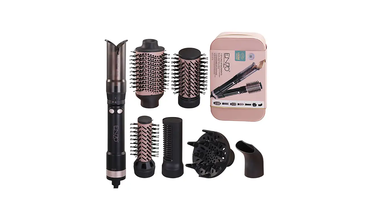 Enzo EN-750 Original 7-in-1 Hair Styling Kit - 1500W - Black and Rose Gold