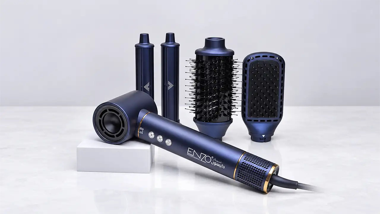 Enzo EN-750 V9 Professional 5-in-1 Hot Air Hair Styler - Navy Blue