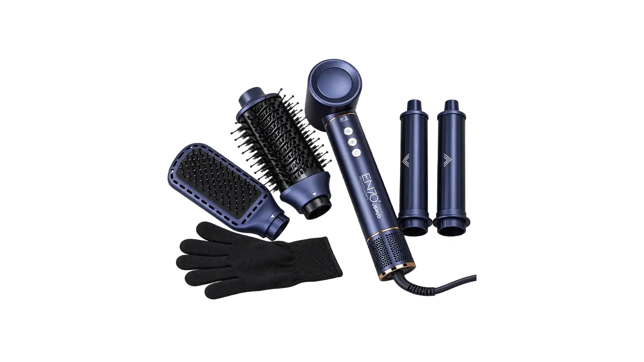 Enzo EN-750 V9 Professional 5-in-1 Hot Air Hair Styler - Navy Blue