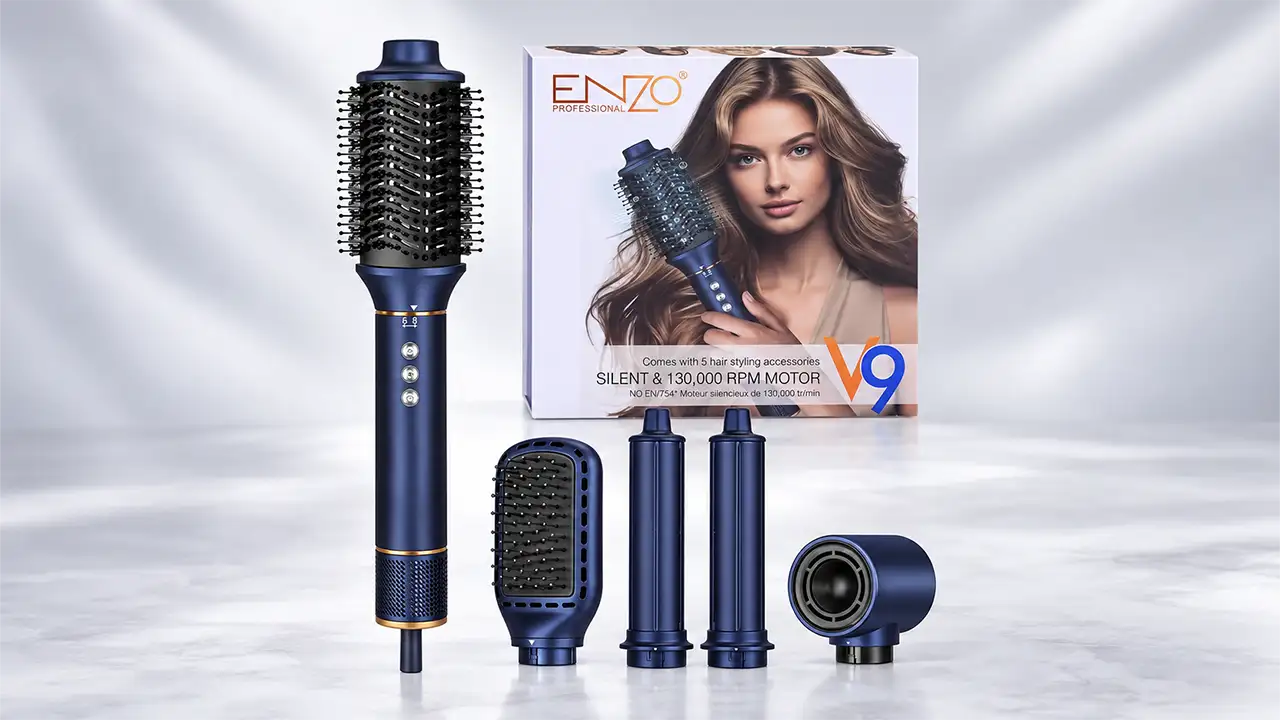 Enzo EN-750 V9 Professional 5-in-1 Hot Air Hair Styler - Navy Blue