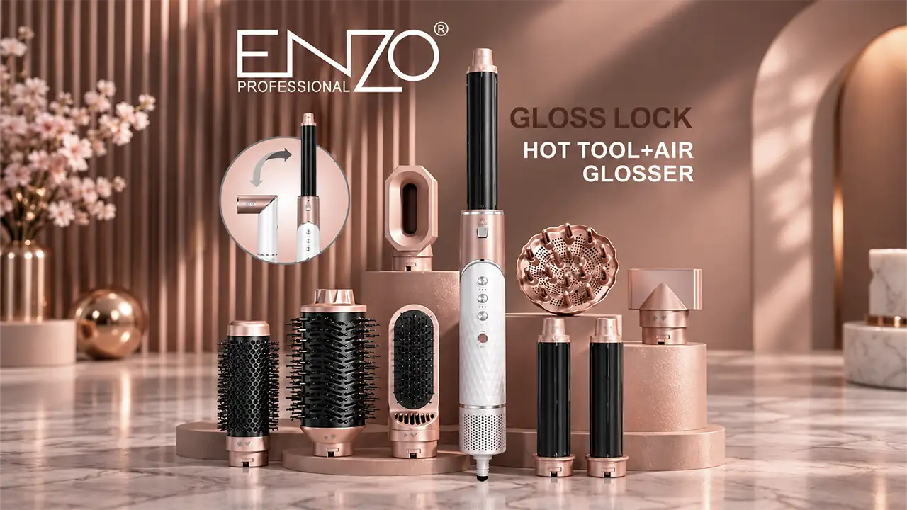 Enzo EN-755 Pro Hair Styling and Drying Kit - White and Rose Gold