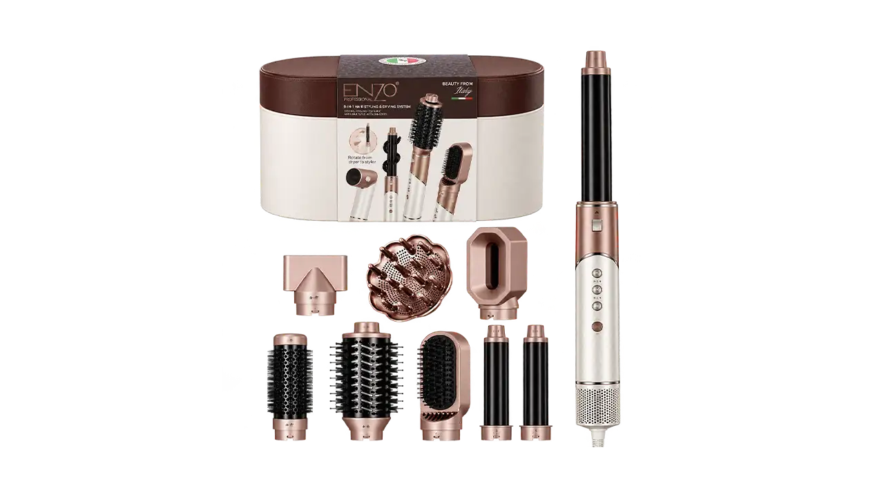 Enzo EN-755 Pro Hair Styling and Drying Kit - White and Rose Gold