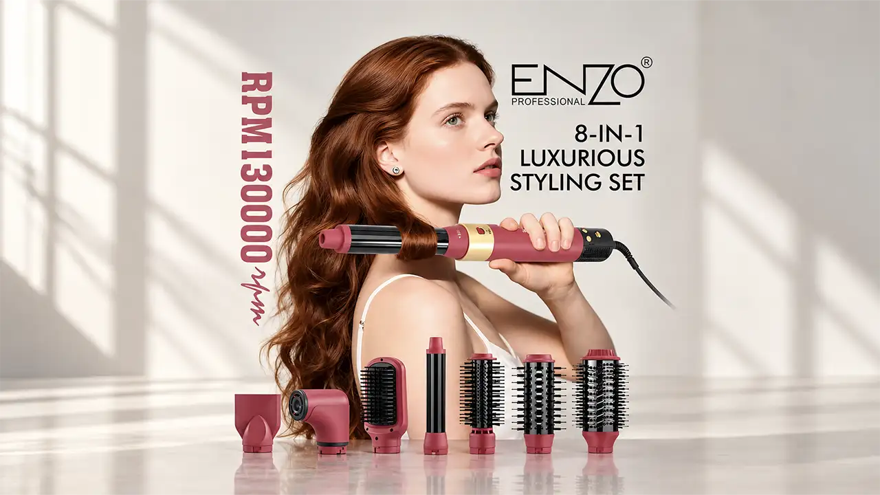 Enzo Supermotor Luxury 8-in-1 Air Styling and Drying Kit - 1500W - Red