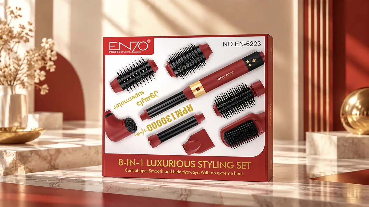 Enzo Supermotor Luxury 8-in-1 Air Styling and Drying Kit - 1500W - Red