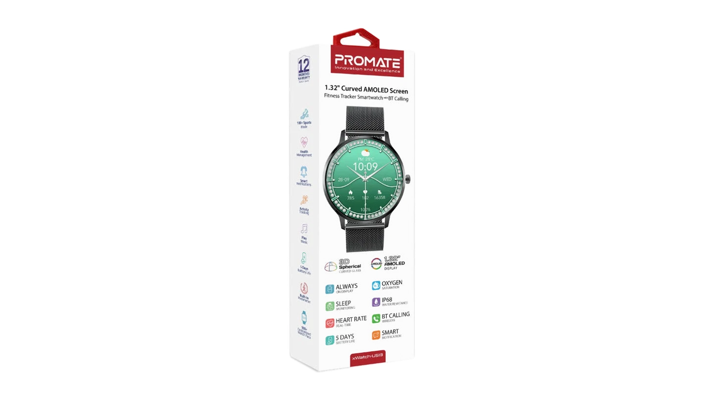 1.32" Curved AMOLED Screen Fitness Tracker Smartwatch w/ BT Calling