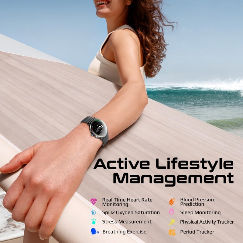 1.32" Curved AMOLED Screen Fitness Tracker Smartwatch w/ BT Calling