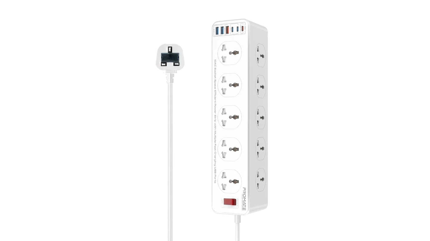 10AC Socket Space Efficient Power Strip with USB Ports