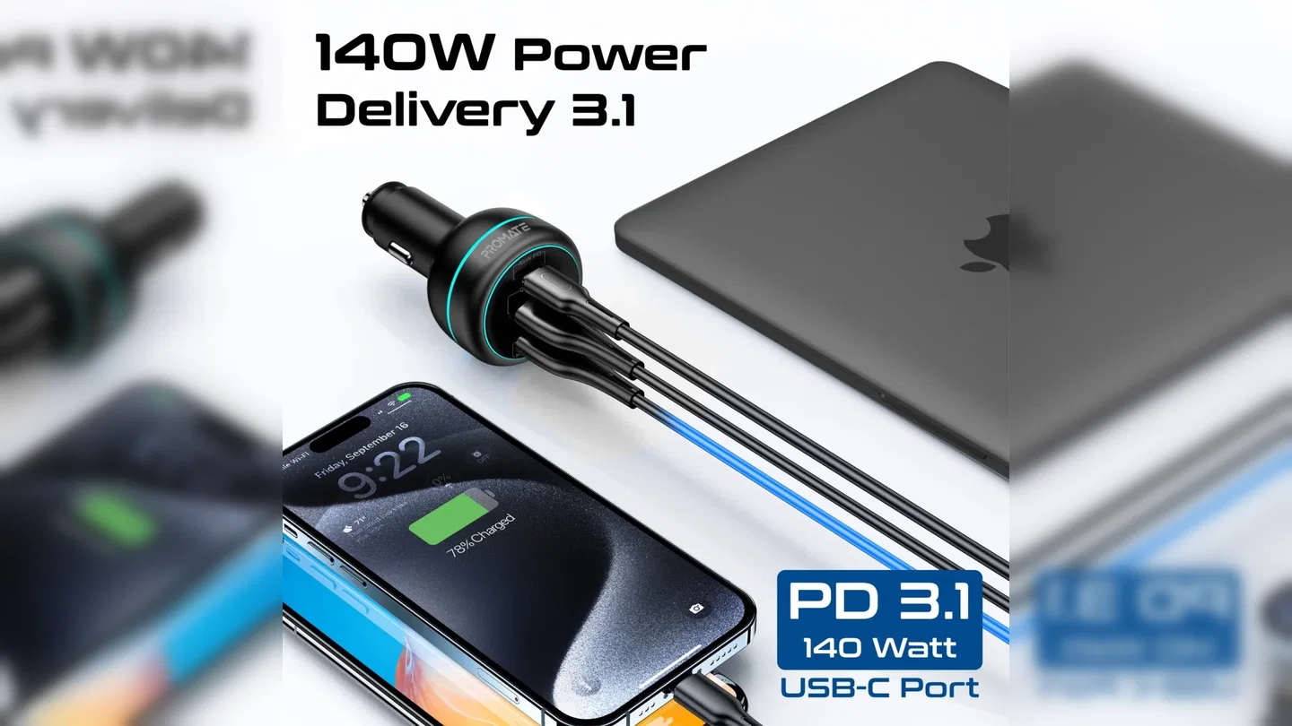 230W RapidCharge™ Car Charger with Dual Power Delivery and Quick Charge Ports