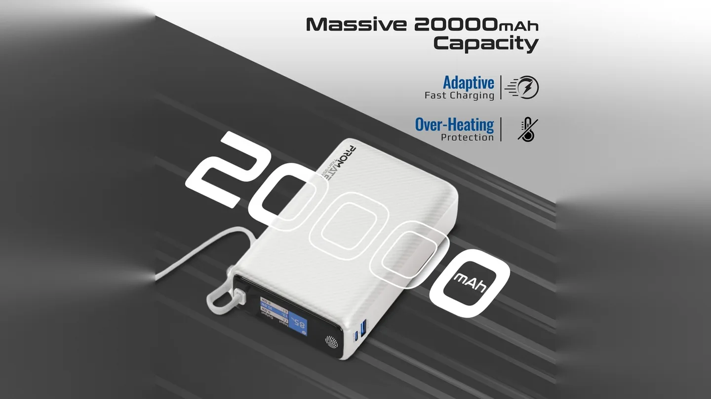 باور بانك 35 واط SuperSpeed™ مع كابل USB-C مدمج وشاشة TFT