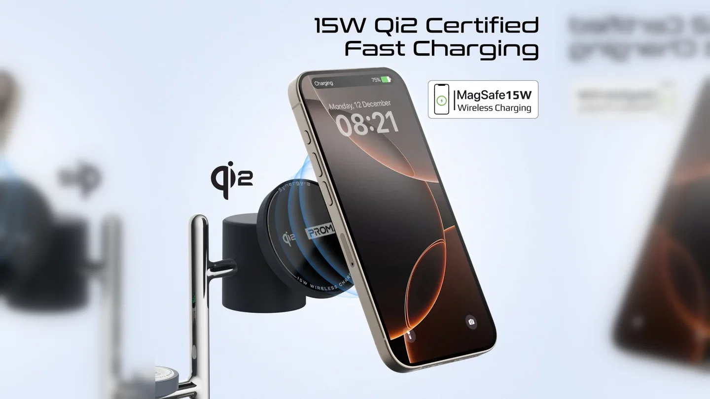 4-in-1 Qi2 Certified MagSafe Compatible Wireless Charging Station w/ Soft-Glow Night Lamp