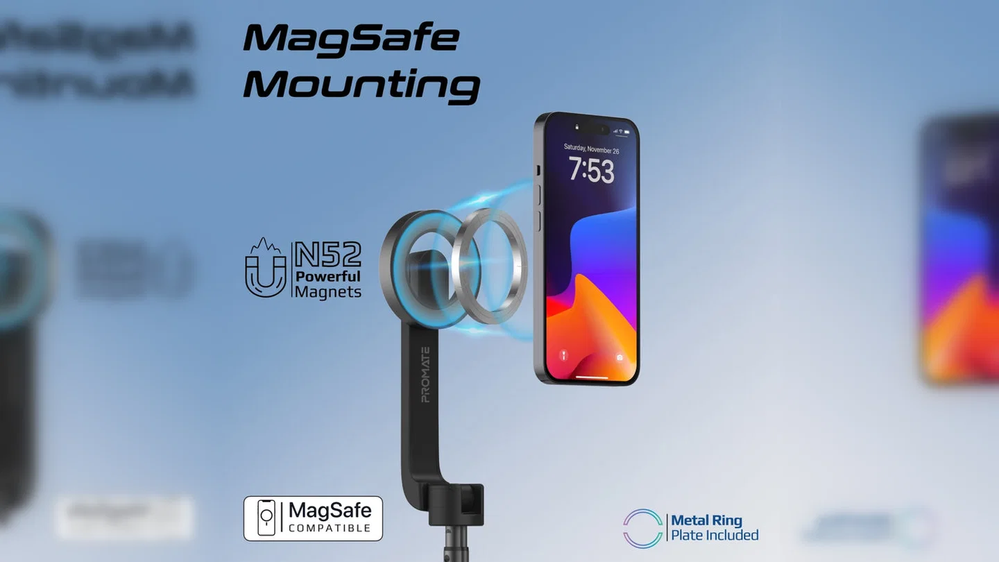 MagSafe Compatible Foldable Selfie Stick with BT Remote Control