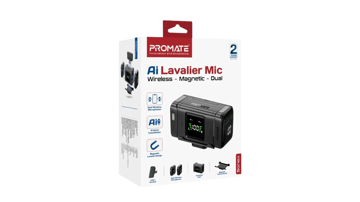 Sonex – Professional Dual Wireless Magnetic Microphone System with AI Noise Cancellation