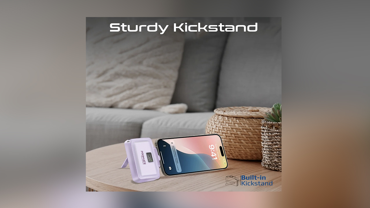 Ultra-Compact Fast Charging Power Bank with Dual folding USB-C and Lightning Connectors