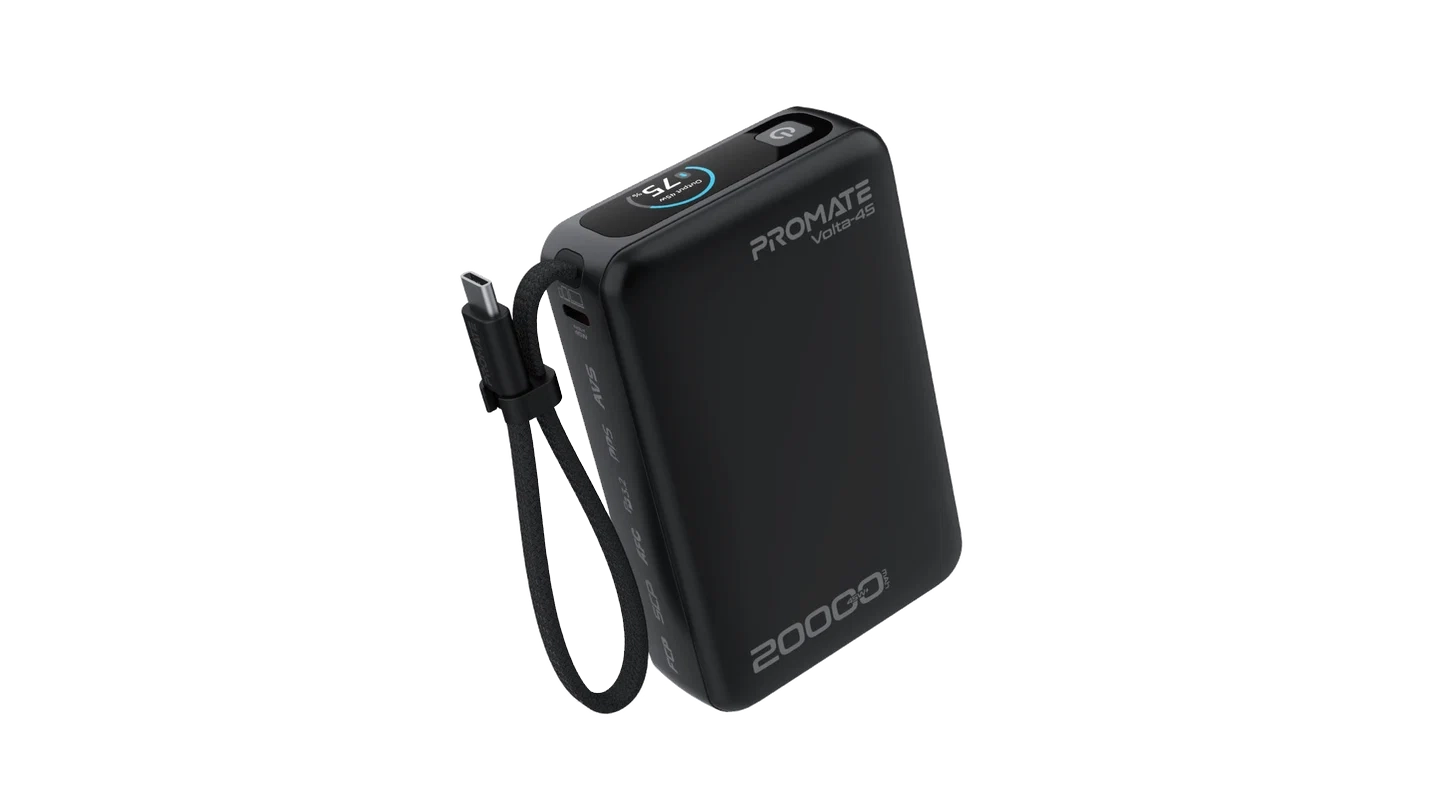 Volta-45 – 20000mAh 45W Fast Charging Power Bank with Built-In USB-C Cable