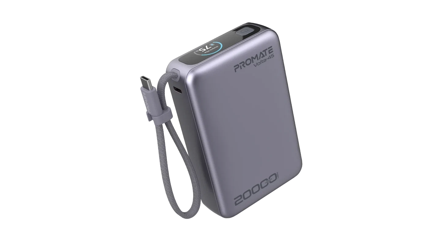 Volta-45 – 20000mAh 45W Fast Charging Power Bank with Built-In USB-C Cable